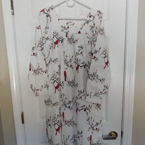 Cotton flannel nightgown, red Cardinals from the Vermont Country Store